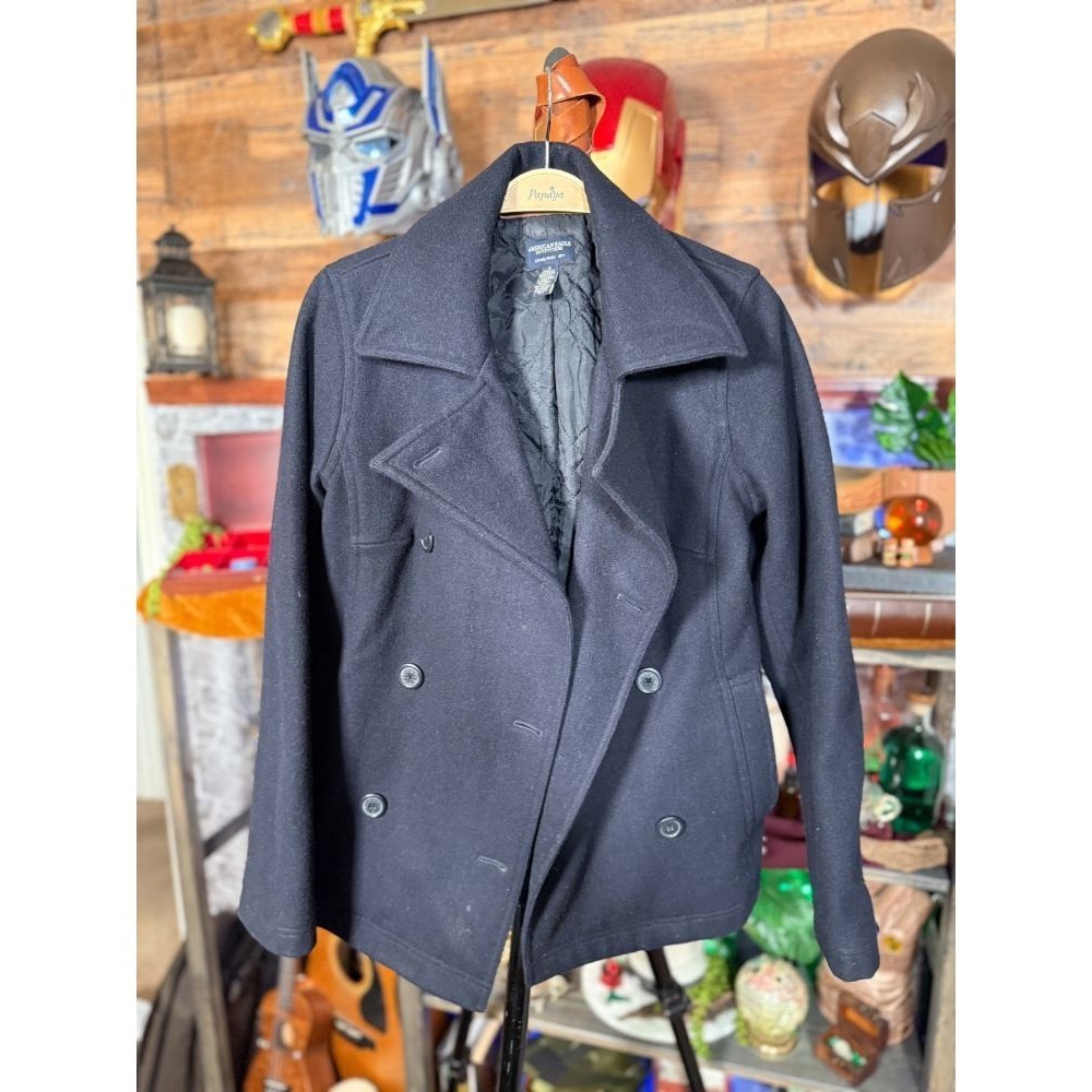 American‎ Eagle PEACOAT Double Breasted Small Navy Snap Buttons Small